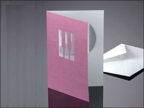 Drop-Card, Piano, lila, mit Kuvert