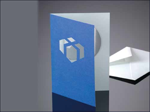 Drop-Card, Geschenk, blau, mit Kuvert