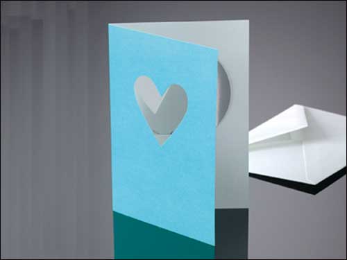 Drop-Card, Herz, hellblau, mit Kuvert