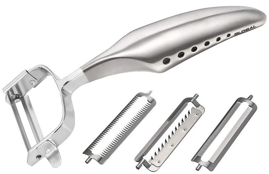 GS-94 Sparschäler mit 3 Wechselklingen (Glatt, Verzahnt, Julienne)